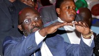 Weah meraup 61,5% suara ketika penghitungan mencapai 98,1% dari total suara pada Kamis (29/12/2017). Thierry Gouegnon/Reuters.