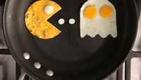 Game Pac Man juga jadi inspirasinya dalam menggoreskan kuning beserta putih telurnya. Menarik ya! Foto: Istimewa