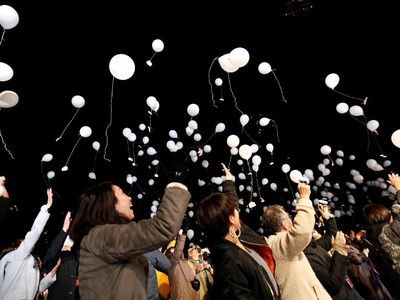 Foto: Warga Tokyo Melepas Balon di Tahun Baru 2018