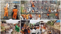 Ada pula kolase foto-foto aksi pasukan oranye dan pasukan biru saat grebek sampah. Anies mengatakan grebek sampah ini dilakukan untuk mengantisipasi penyempitan dan pendangkalan akibat sedimen lumpur dan sampah. (Foto: Instagram Anies Baswedan)