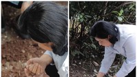Tak cuma itu, dia juga memposting tengah menguburkan ari-ari sang cucu keempatnya. 