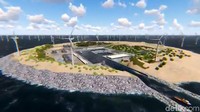 Pulau ini akan pusat penampungan listrik yang dikumpulkan dari jaringan generator kebun angin lepas pantai di sekelilingnya. Istimewa/Inhabitat.