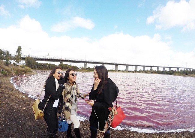 Berpose bersama kakaknya Shania Salsabila di Danau Pink, Australia, Shakilla tampak membawa tas Chanel. Sementara Shania terlihat memakai tas Hermes.Foto: Instagram