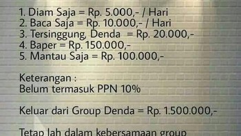 User WhatsApp memang terbagi dalam beberapa tipe, ada yang aktif, ada yang diam saja dan lain sebagainya. Kalau di sini, ada denda-dendanya. Foto: istimewa
