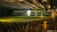 Sebelumnya, taman itu merupakan lahan kosong. Sekarang sudah ditumbuhi rumput, jalur pejalan kaki dan beberapa tanda (Randy/detikTravel)