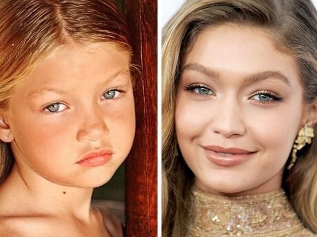 Gigi Hadid sepertinya tidak banyak berubah sejak kecil. Setidaknya bibir dan mata ekspresifnya tetap terlihat di penampilannya sekarang. (Foto: Instagram)
