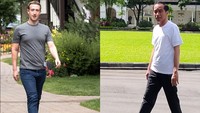 Begini gaya Jokowi dan Zuckerberg saat hanya memakai kaus santai. 