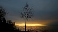 Potret matahari terbit di danau Leman, Lausanne, Swiss. 