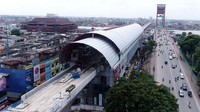 LRT Palembang memiliki panjang 23,40 km yang membentang dari Bandara Sultan Mahmud Badarudin II (Kota Palembang) sampai Kawasan OPI/Ogan Permata Indah (Kab. Banyuasin) hingga melintas di atas Sungai Musi. (Dok Waskita Karya).