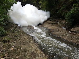 Warga Batu Dibuat Heboh Munculnya Gunungan Busa di Sungai