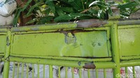 Tampak bagian pagar yang rusak setelah ditabrak mobil itu.