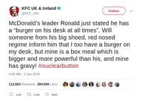 KFC Sindir McDonald's dengan Bikin Parodi Tweet Nuklir Donald Trump