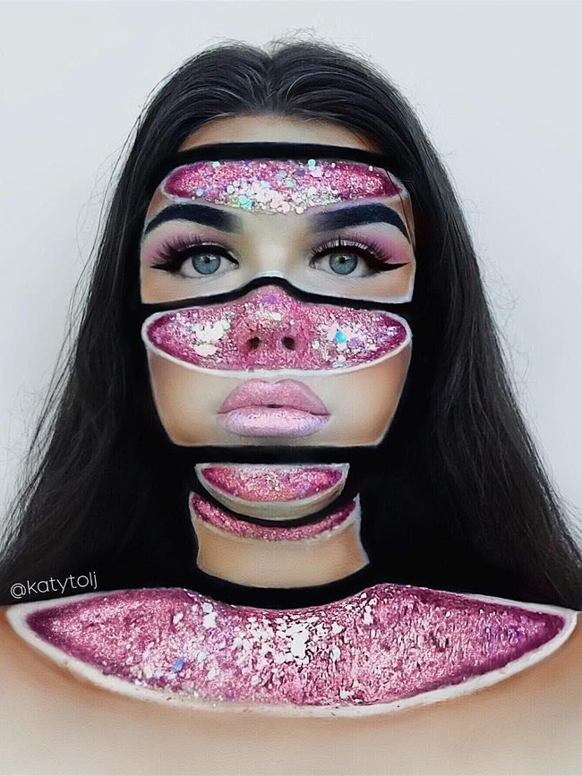 Geode adalah sejenis batu berongga yang berlapis kristal. Biasanya bagian rongga atau tengahnya yang terlihat indah karena berbeda warna dari bagian samping-sampingnya. Nah, kini ada tren makeup yang terinspirasi dari batu geode.  Foto: dok. Instagram (katytolj)