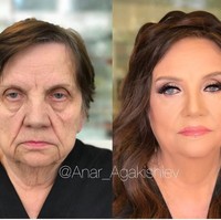 Seperti wanita berikut ini yang tampil lebih cantik setelah di-make-over Anar. Kulit kendur dan keriput tak nampak di balik makeup. Foto: Instagram Anar Agakishiev