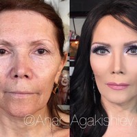 Lihat tampilan wanita berikut yang tampak sangat berbeda setelah dirias. Ketika mendadani wanita berumur, Anar memang berambisi membuat mereka lebih muda paling tidak 10 tahun. Foto: Instagram Anar Agakishiev