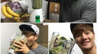 Tak sekadar olahraga dan latihan, Kim Jong Kook juga sangat menjaga asupan makanannya, dan rutin mengonsumsi smoothies sayuran dan buah. (Foto: instagram/kjk76)
