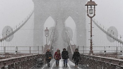 Potret Badai Salju di New York, Central Park Memutih