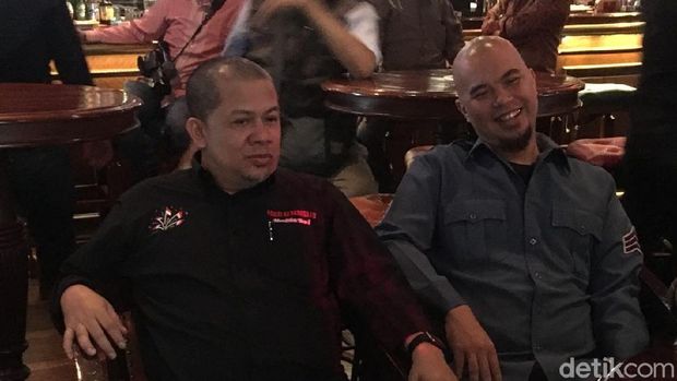 Fahri Hamzah di lokasi peluncuran lagu putri Fadli Zon.