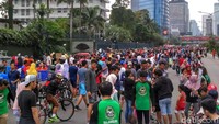 Warga tampak melakukan banyak kegiatan di CFD Bundaran HI (Foto: Denita BR Matondang/detikcom)