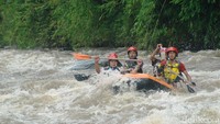 Meski tergolong deras, namun arus dan jeram yang ditawarkan oleh sungai terbesar di Purworejo itu tidak berbahaya bagi para pemula (Rinto/detikTravel)