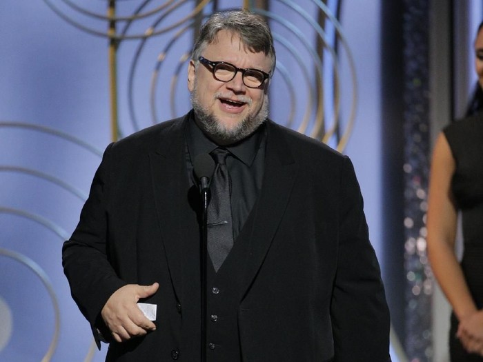 BEVERLY HILLS, CA - JANUARY 07:  In this handout photo provided by NBCUniversal, Guillermo del Toro accepts the award for Best Director – Motion Picture for “The Shape of Water”   during the 75th Annual Golden Globe Awards at The Beverly Hilton Hotel on January 7, 2018 in Beverly Hills, California.  (Photo by Paul Drinkwater/NBCUniversal via Getty Images)