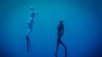 Freediving. Perbedaan free diving dengan diving pada umumnya adalah pada freediving penyelam sama sekali tidak membawa tabung oksigen. Bukan sekadar menahan napas, free diver kerap menyelam hingga melebihi batas kemampuan manusia normal, dengan rekor dunia saat ini sedalam 214 meter. (ist.)
