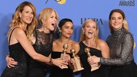 Meski saling bersaing di kategori Best Supporting Actress, Laura Dern dan Shailene Woodley tetap kompak. Kevin Winter/Getty Images.
