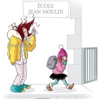 Tak peduli lagi dengan penampilan yang terpenting adalah mengantarkan anak ke sekolah tepat waktu. Foto: Instagram