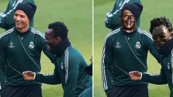 Essien pun menyeret Ronaldo lagi untuk menjadi korban photoshop. (Foto: Internet)