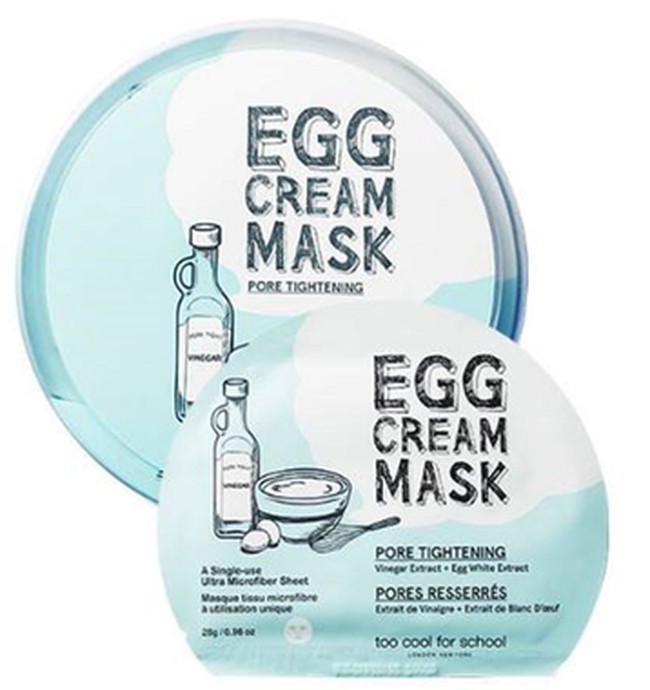 Too Cool For School Egg Cream Mask Pore TighteningOrang yang rentan berjerawat biasanya juga punya masalah pori-pori besar. Anda pun bisa mengandalkan masker tisu keluaran brand Korea dengan kandungan putih telur, cuka, dan ekstrak witch hazel ini. Selain mengecilkan pori, masker tisu Korea seharga Rp 50 ribuan ini juga akan mengurangi sebum berlebih sehingga mencegah timbulkanya jerawat.