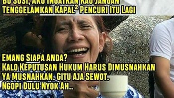 Meme Bu Susi pun juga ikut beredar. Foto: Twitter