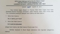Puti resmi dicalonkan PDIP sebagai cawagub Jatim lewat surat yang diteken PDIP hari ini (Foto: Dok. Istimewa)