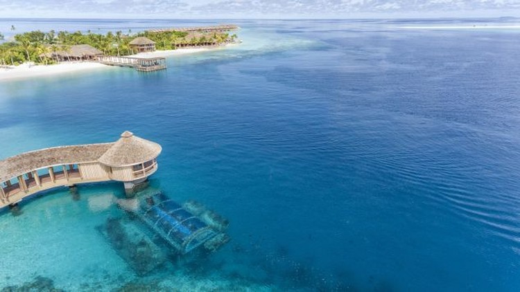 Hurawalhi Maldives Resort Restoran bawah laut di Maladewa
