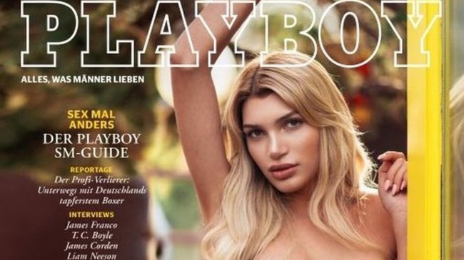  Giuliana Farfalla tampil topless di sampul majalah Playboy Jerman edisi Januari 2018. Foto: Instagram