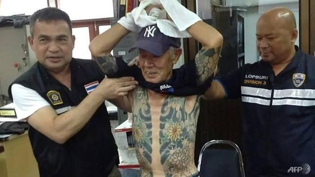 Fugitive Yakuza boss Shigeharu Shirai was discovered in Thailand after photos of his tattoos went viral. (Photo: AFP/Handout)Read more at https://www.channelnewsasia.com/news/world/japanese-crime-boss-held-in-thailand-after-yakuza-tattoos-go-9851852