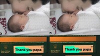Raphael Moeis, bayi Sandra Dewi diberi hadiah oleh sang ayah, jam tangan ratusan juta. Sandra Dewi memamerkan kartu garansi arloji Rolex sang putra. Kartu tersebut bertuliskan tanggal lahir Raphael. Di unggahan tersebut diberi keterangan “Thank you papa,”. Nah yang itu baru ratusan juta, habis ini terlihat pula jam miliran dengan nama Raphael. Foto: Instagram/sandradewi