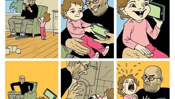 Ketika sang anak sudah ketergantungan dengan gadget. (Foto: Asaf Hanuka)