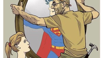 Ketika si wanita melihat pasangannya bak superhero. (Foto: Asaf Hanuka)