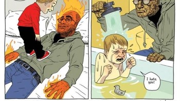 Kasih sayang ayah kepada anak, meski terlihat galak. (Foto: Asaf Hanuka)