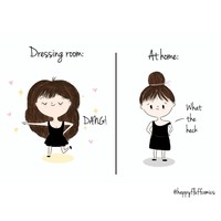 Merasa berbeda saat memakai gaun di kamar pas dan ketika sudah sampai di rumah. Foto: Instagram