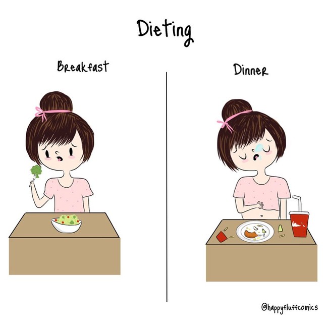 Ketika sedang program diet, jadi vegetarian saat sarapan. Dan ketika malam tiba, wanita bisa saja kalap melahap berbagai jenis makanan. Foto: Instagram