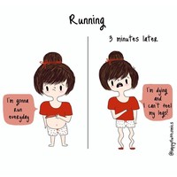 Niatnya selalu ingin olahraga lari setiap hari agar tubuh langsing. Namun, kenyataannya hanya tiga menit berolahraga saja rasanya sudah seperti ingin mati, dan kaki seperti mati rasa. Foto: Instagram