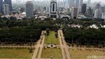Melihat Taman Monas Tanpa Pagar Pembatas Rumput dari Ketinggian