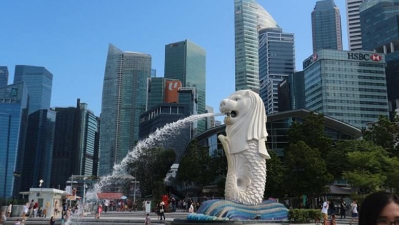 Patung Merlion, ikonnya Singapura (Rafika Aulia/dTraveler) Patung Merlion, ikonnya Singapura (Rafika Aulia/dTraveler)