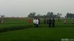 Foto: Sigapnya Jokowi Pegangi Ganjar yang Jatuh di Sawah