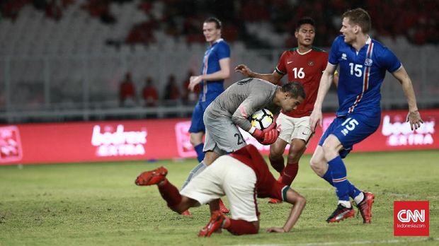 Timnas Indonesia saat menghadapi Islandia pada laga persahabatan. Anniversary Cup juga dijadikan sebagai test event Asian Games 2018. (