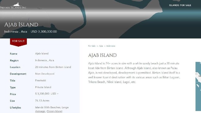 Pulau RI Dijual Online