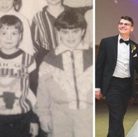 “Setelah pernikahan kami, aku menemukan foto diriku dan suamiku saat masih taman kanak-kanak di sekolah yang sama. Aku sama sekali tidak ingat akan hal itu,” kata wanita di foto ini. Foto: Dok. Instagram thewaywemet, Reddit