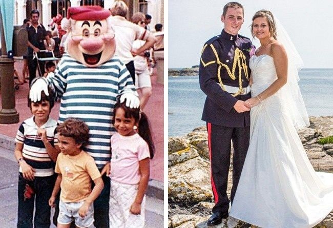 Aimee dan Nick baru menyadari bahwa mereka pernah bertemu di sebuah taman hiburan saat mereka kanak-kanak ketika melihat foto-foto lama pasca mereka menikah. Keduanya sama sekali tidak menyangka kalau sejak kecil dulu mereka sebenarnya sudah pernah bersua. Foto: Dok. Instagram thewaywemet, Reddit