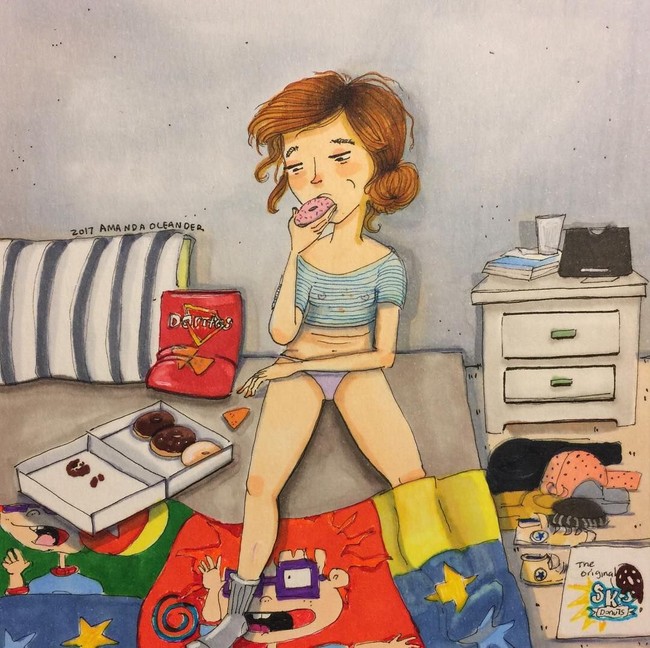 Makan jadi salah satu cara wanita untuk meredakan stres dan kesedihan yang dialaminya. Foto: Instagram